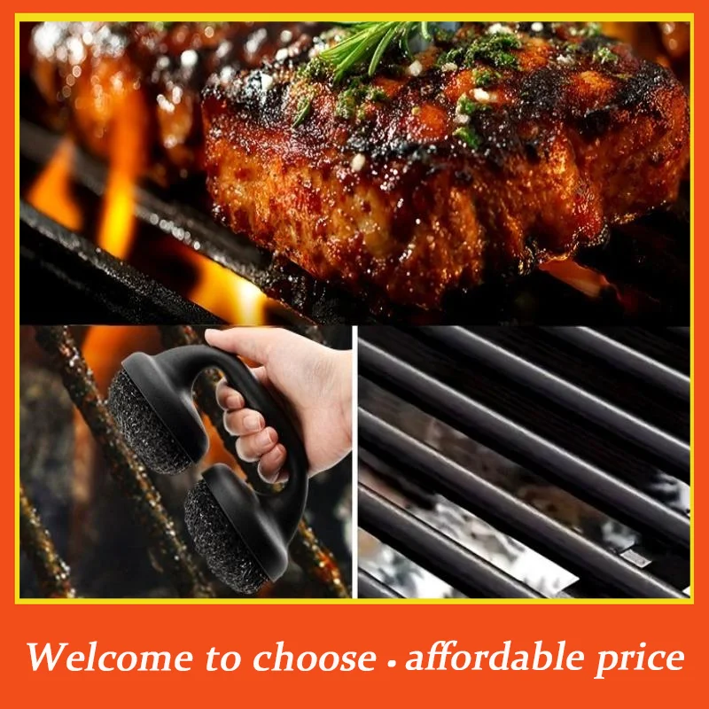 **Steel Wire Ball BBQ Grill Brush With Durable Plastic Multi-Use Outdoor Cleaning Tool For Grill Oven And Kitchenware'