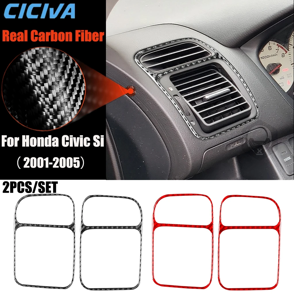 

Carbon Fiber Car Accessories Dashboard Air Vent Modified Interior Trim Cover Sticker For Honda Civic Si 2001 2002 2003 2004 2005