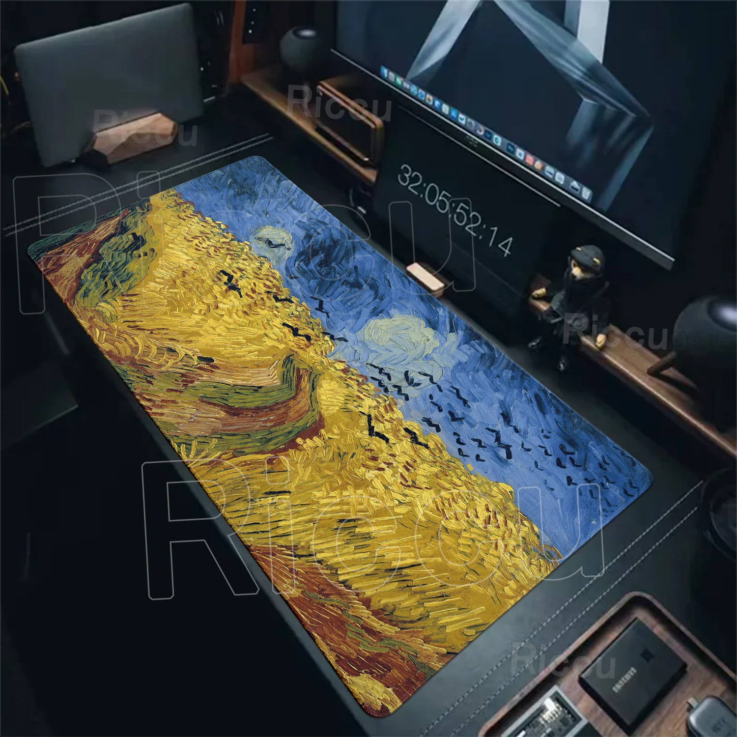 Van Gogh's Oil Painting Mouse Pad Starry Night Large Rubber XXL PC Desk Accessories Mousepad for Office&Gamer Keyboard Decor Mat
