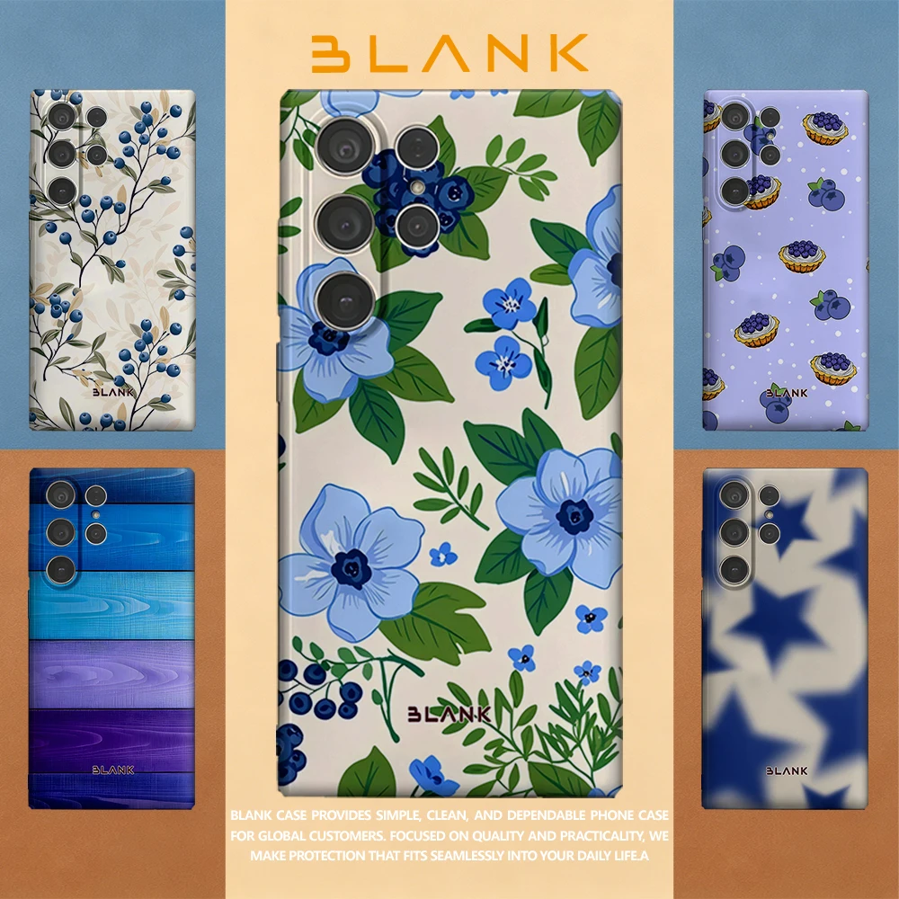 Blueberry Blossom Breeze For Samsung Galaxy S26 S25 S24 A56 A36 Phone Case Protection Cover for Women Girl Blank