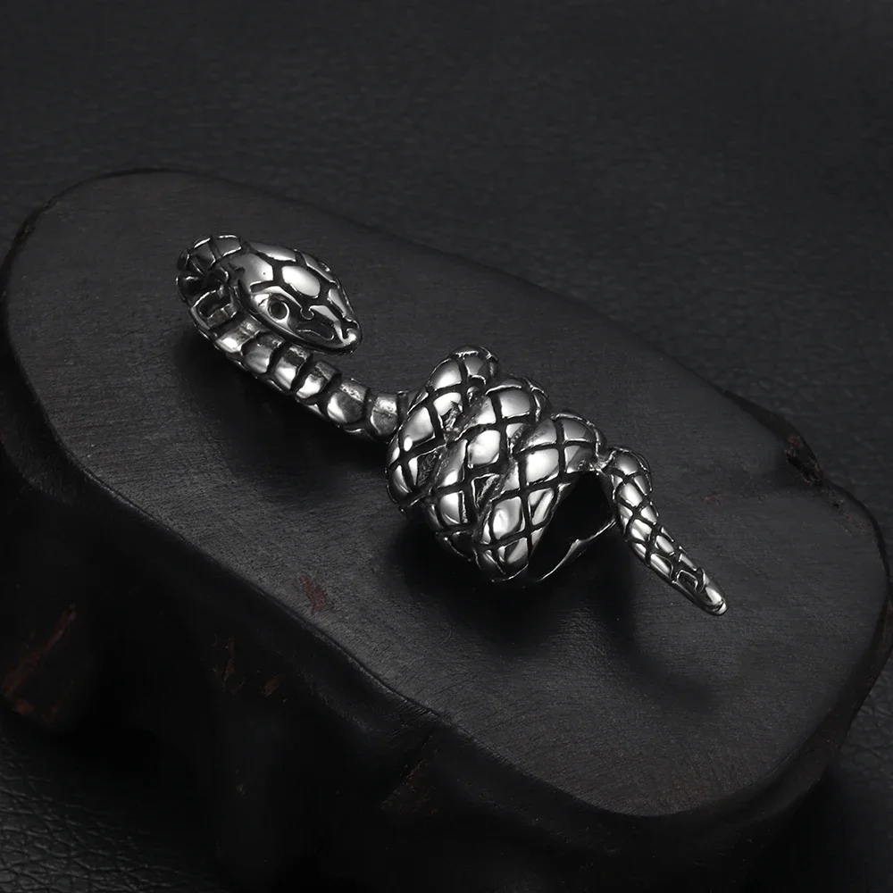 Stainless Steel End Cap Snake Hook Double Hole 5mm Connector for Leather Cord Clasp Bracelet Jewelry Making DIY Supplies