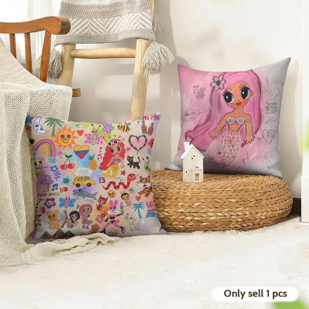 Popular Music Singer K-Karol G Cushion Cover Organic Linen Square Pillow Case Durable Non-Allergenic And Kind To Skin