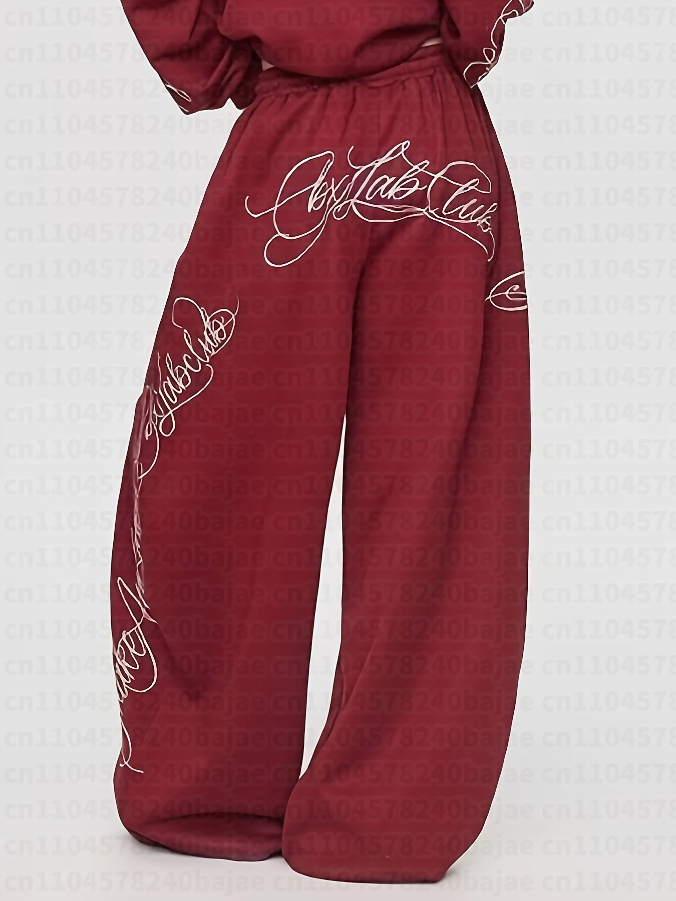Amerikanischer Stil, angesagte Kinder-Sweatpants mit doppelter Taille, Patchwork-Design, weitem Bein und individuellem Buchstabendruck, bodenlang. – Detail 6