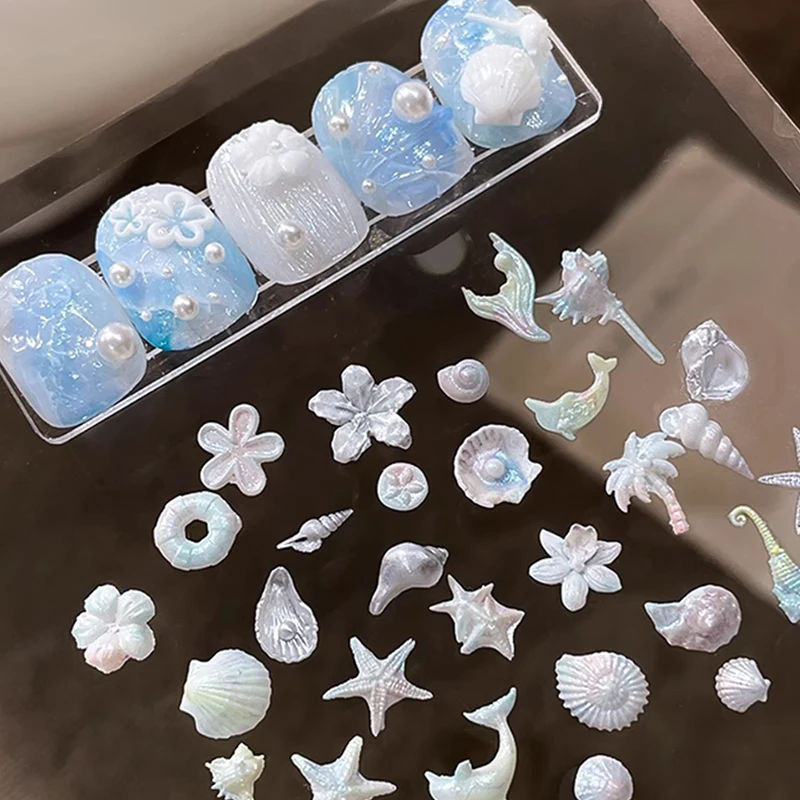 

Silicone Nail Carving Mold Ocean Style Shell Conch Starfish 3D Stamping Plate Nails Stencils DIY UV Gel Manicure Tools Nail Art