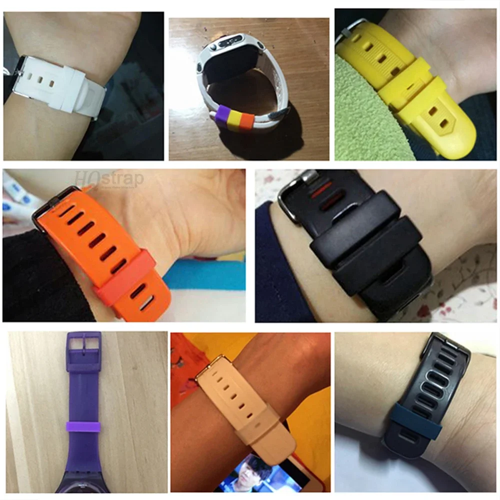 Impermeável Silicone Watch Band Anel, Rubber Strap Keeper Loop, Colorido Banda Acessórios, 22mm, 20mm, 18mm, 16mm, 24mm, 4Pcs