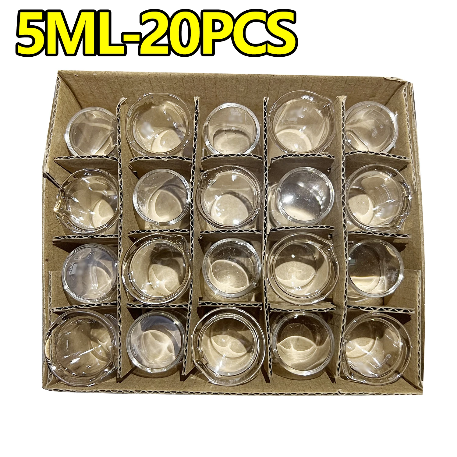 

20 pieces 5ML glass beakers, high temperature resistant, transparent graduated cups, high borosilicate glass