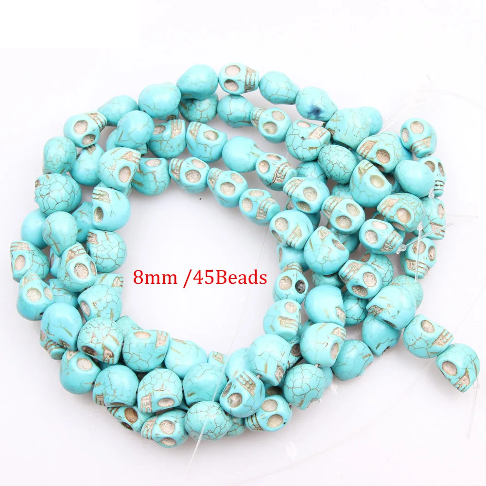 New fashion Blue white Synthetic Dyed Gem-stone Skull and starfish cross Stone Beads for DIY charm bracelet jewelry