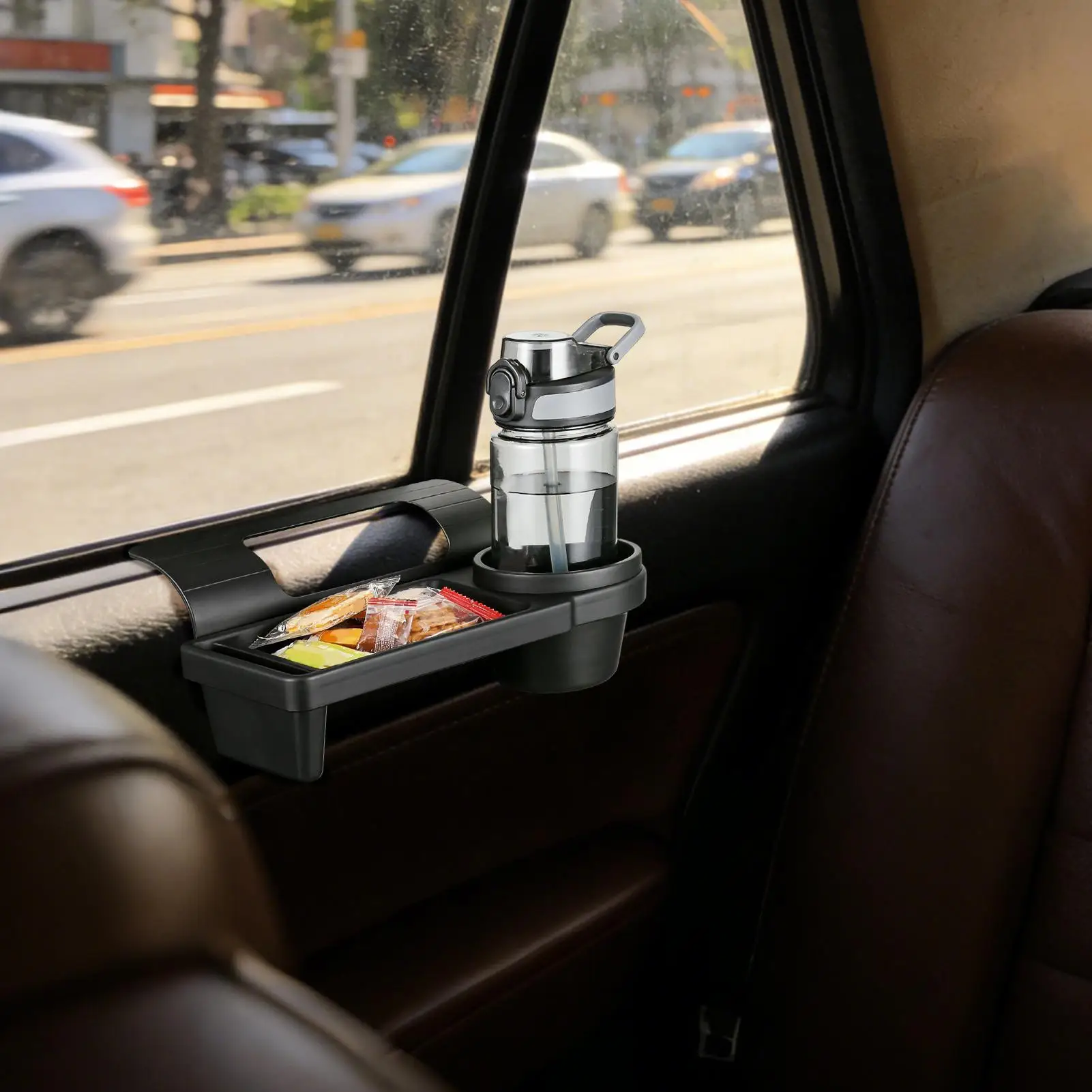 Door Cup Holders for Vehicles Rack with Tray Car Drink Holder for Automotive Vehicle Truck Window Door Cell Phone Earphone Key