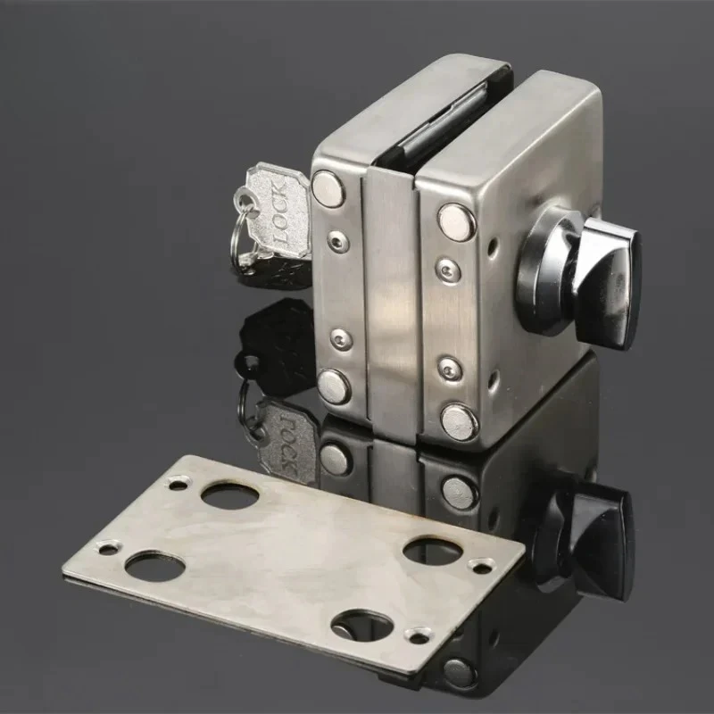 304 Stainless Steel 10-12mm Glass Door Lock Double Sides Open No Drilling Gate  Non-Apertured glass door  Security