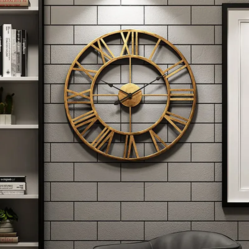 Round Restaurant Clock Wall Creative Design Fashion Modern Metal Luxury Wall Clocks Living Room Horloge Murale Home Decoration