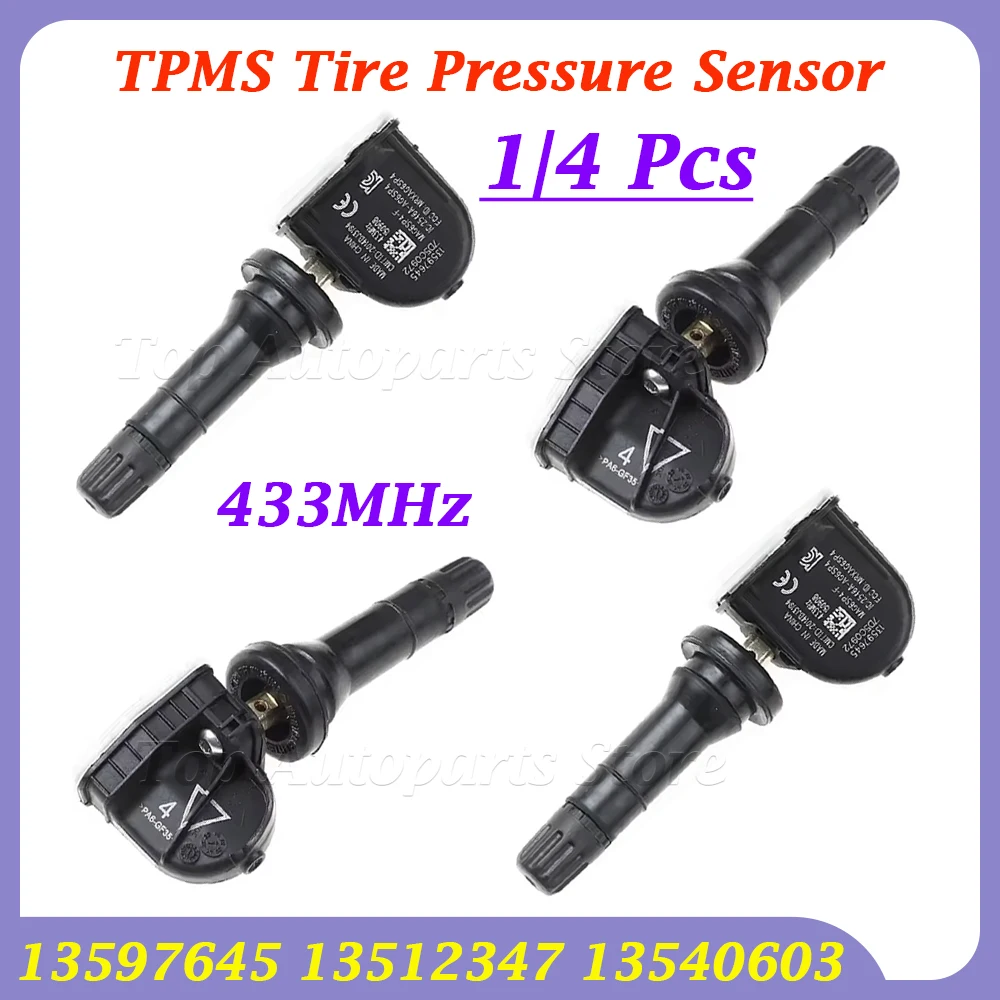 1/4PCS 13597645 13512347 13540603 433MHz Car TPMS Tire Pressure Sensor For Opel Astra K Insignia B Vauxhall Insignia