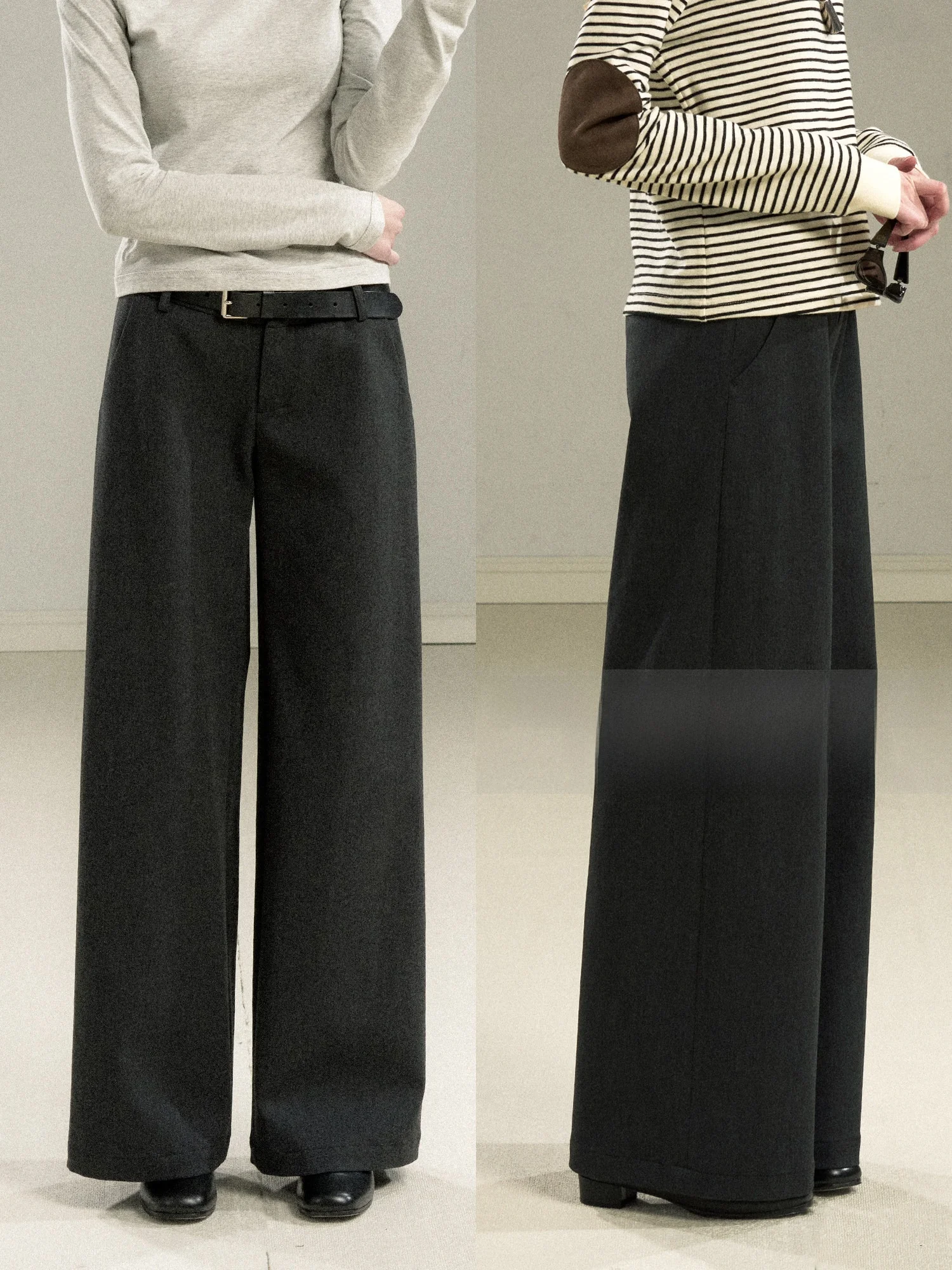 

Retro High Waist Drapey Straight Leg Casual Slimming Suit Pants for Women Commute Style Polyester Viscose Spandex Blend