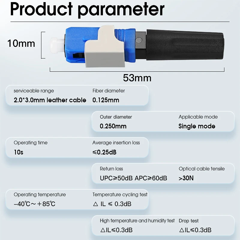 Imagem -05 - Pre-bur Conector Rápido da Fibra Ótica Ftth sc Upc Apc Conector Rápido da Fibra Ótica Único Modo 50300 Peças