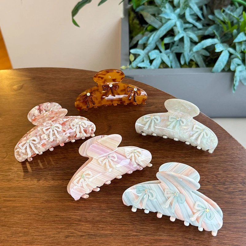 

Elegant Cute Bow Hair Claw For Women Girls Sweet Fashion Acetate Acid Shark Clip Exquisite Versatile Hair Accessories Gifts
