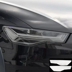 2 Pcs Car Headlight Protective Film Headlamp Restoration Transparent Black TPU Sticker For Audi A6 C7 2012-2018 Accessories