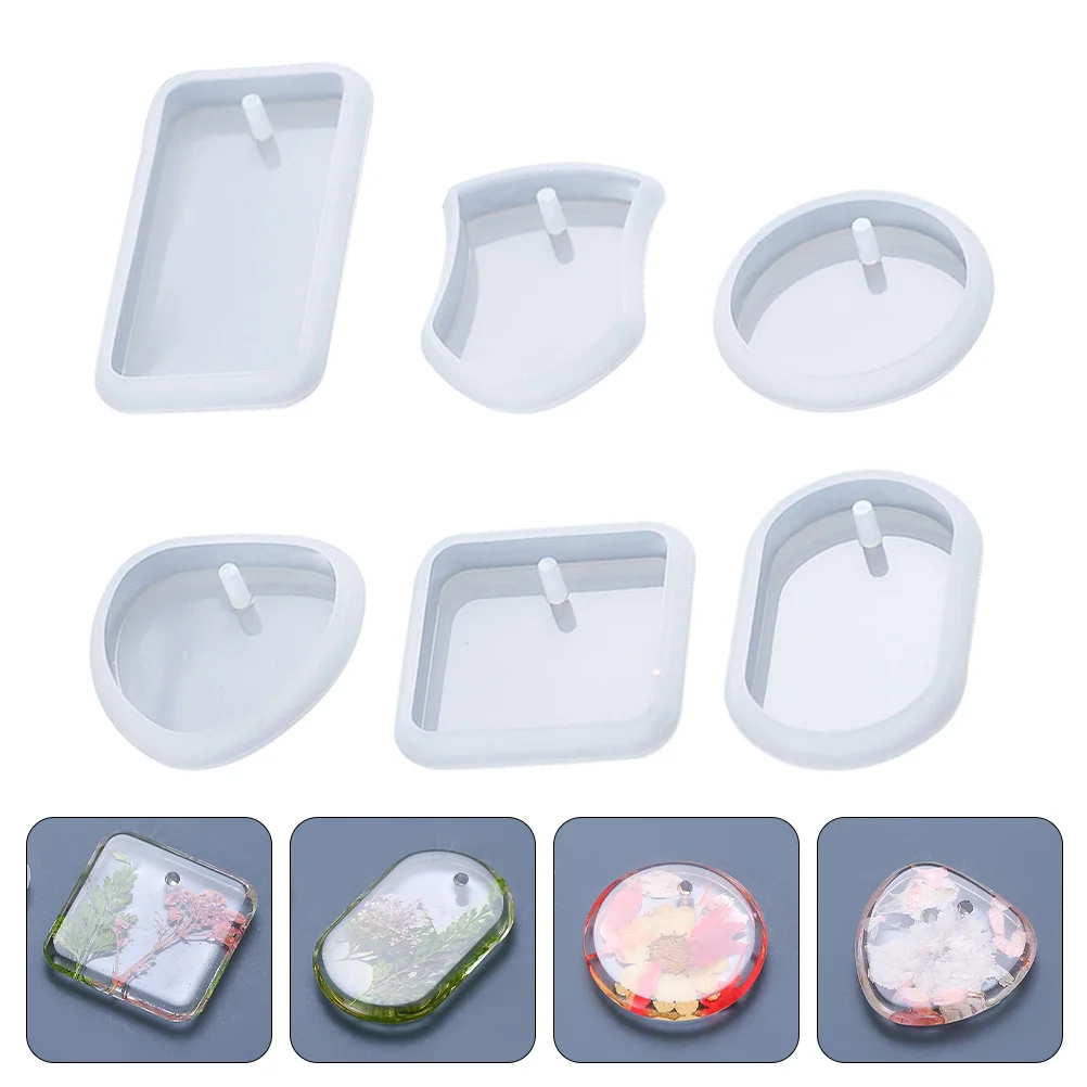 

6 шт., форма для брелока для ключей, декоративные подвесные формы, удобная эпоксидная смола, белый силикон