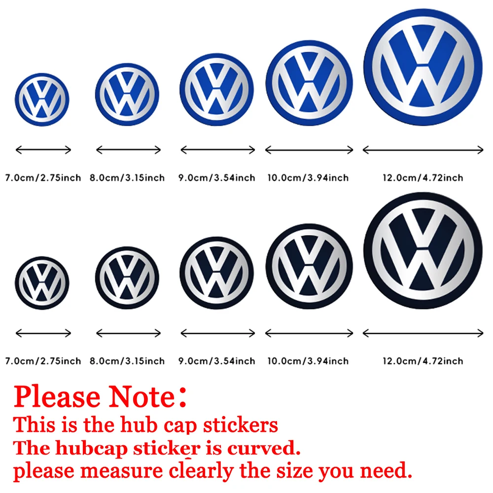 70/80/90/100/120MM Car Wheel Hub Caps Emblem Badge Stickers For Volkswagen VW GTI R Golf Polo Tiguan Passat Touran Scirocco