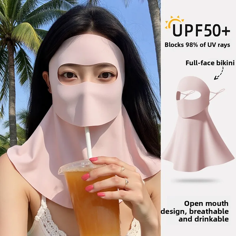 

Water Drinking Face Full Face Uv Protection Sunscreen Mask Women's High Aesthetic New Summer Mask Medical Environment Suitable
