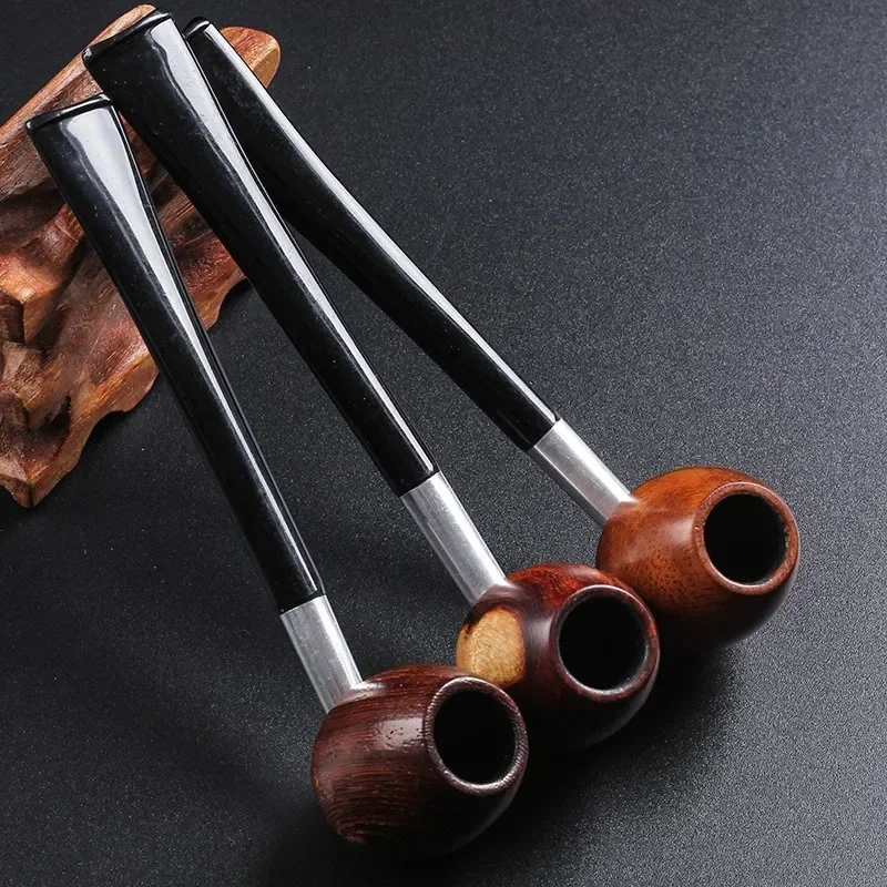 Mini straight round bottom solid wood pipe for men\'s beginner sandalwood filter pipe