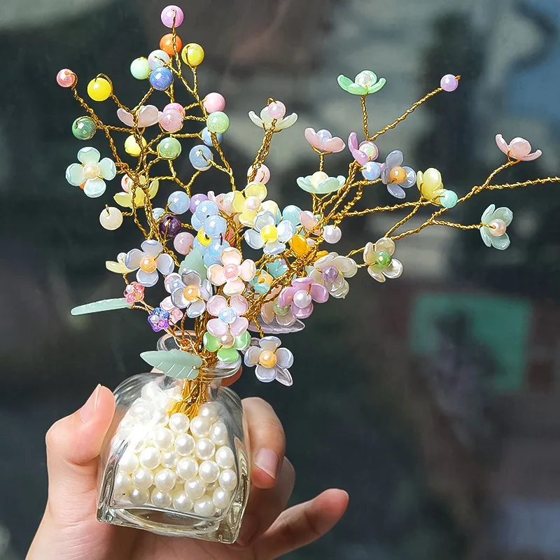 500g acrylic pearl four petal flower bead mixed color happiness flower DIY handmade flower material bag