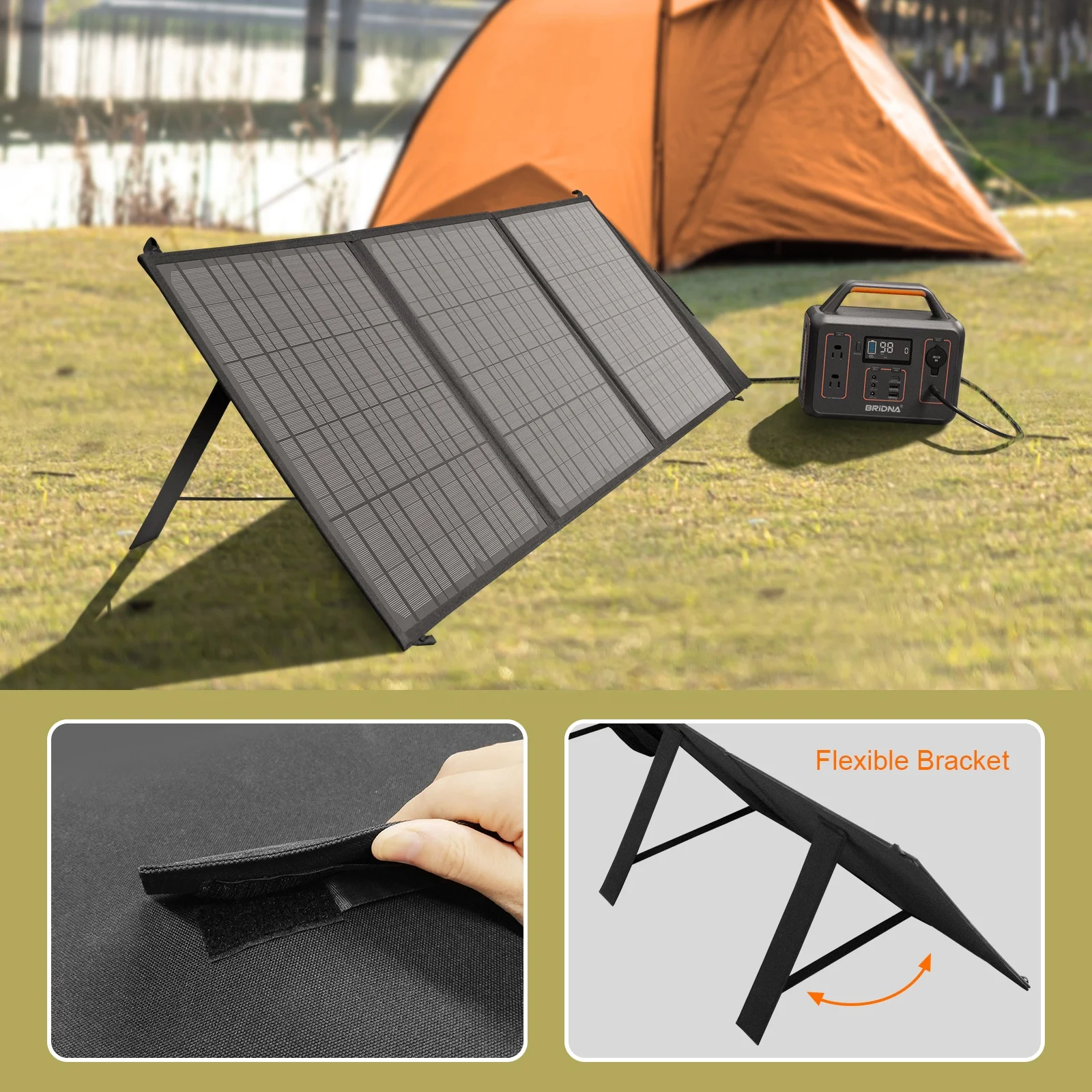 OEM 110 Voltage Cleaning Rotating Brush Flexible Sun Power Foldable 60w Solar Panel for House