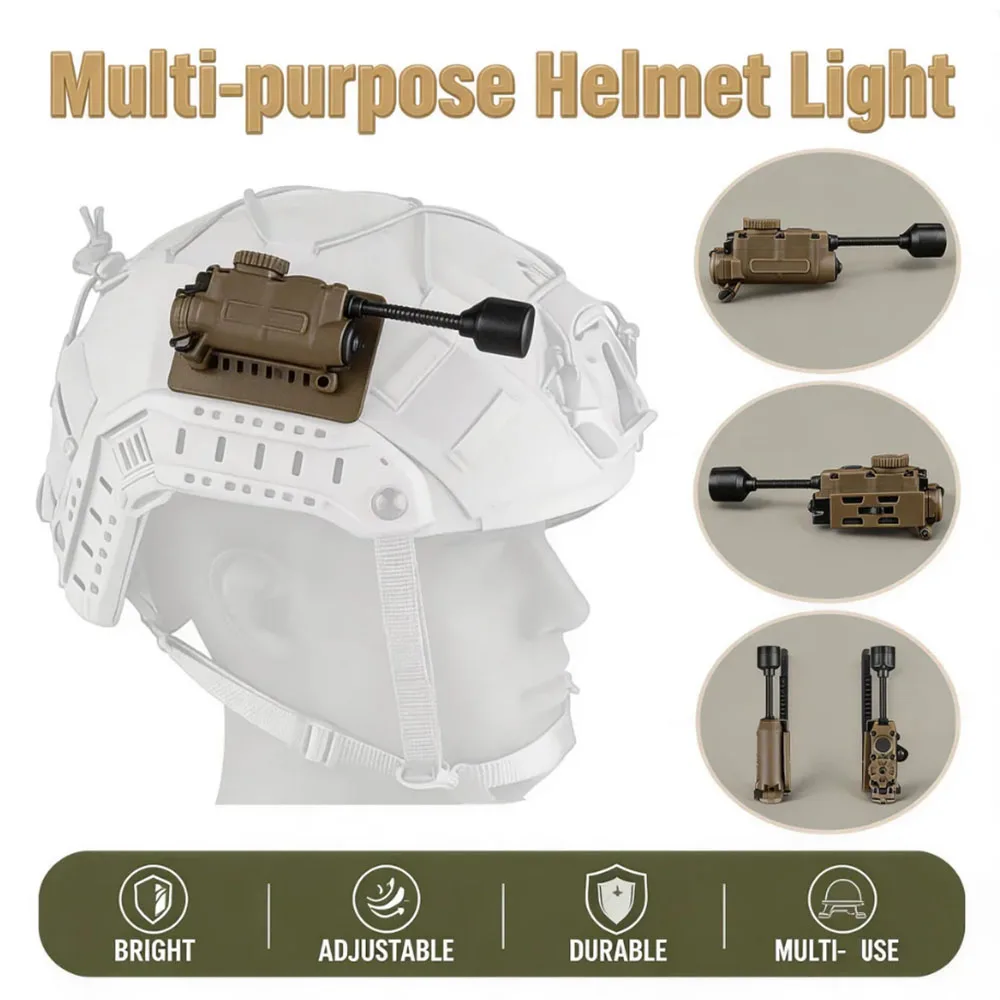 

Tactical Helmet Light Multi-Function IR RGB White LED Task Lamp With Fast ARC Rail Webbing Clips Magic Sticker