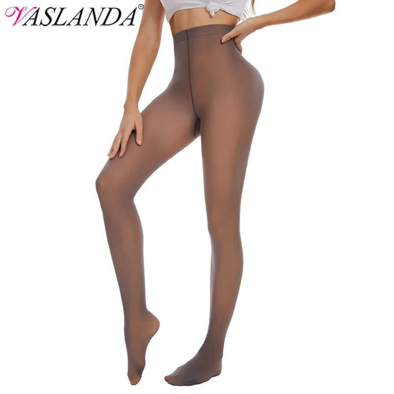 

Women High Waist Leggings Thigh Anti Cellulite Slimming Panties Fleece Thermal Tights Fake Translucent Stockings