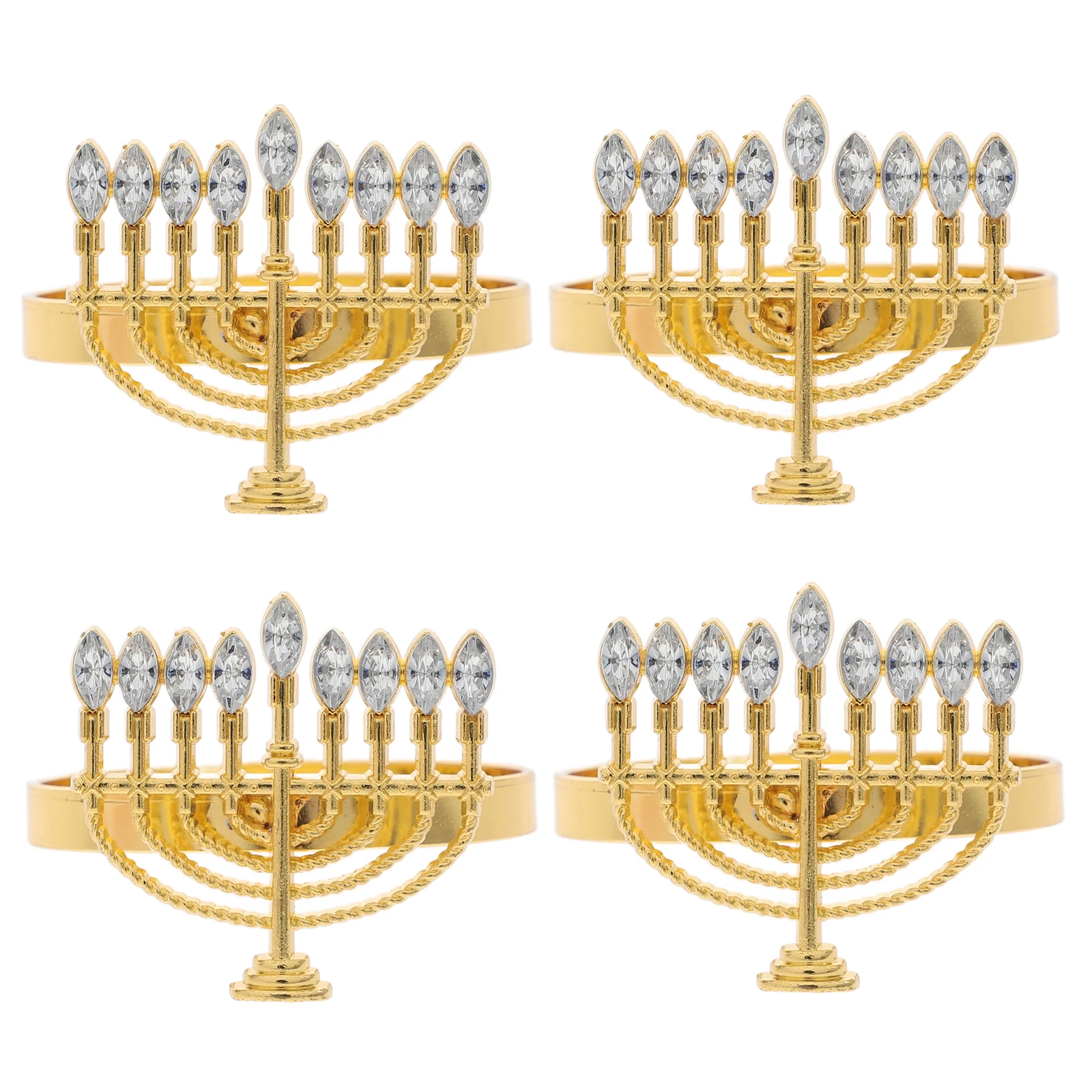 

4pcs Napkin Rings Delicate Buckle Serviette European Alloy Decorative Reusable Wear Resistant Party Menorah Hanukkah