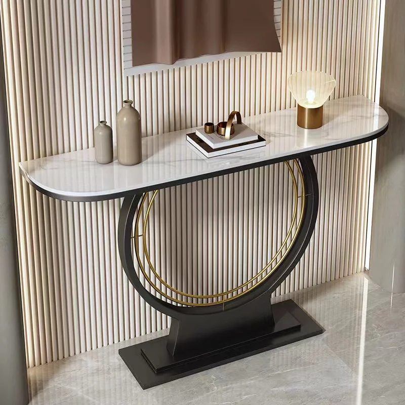 Entrance table End view table Light luxury rock slab against the wall Entrance cabinet Modern simple ultra-narrow foyer semi-rou