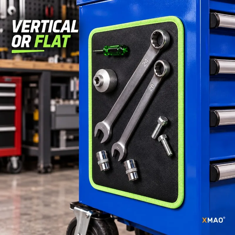 1Pc Flexible Magnetic Parts Mat, Black Green Tool Organizer for Garage Workbench and Auto Repair, Holds Steel Bolts and Sockets