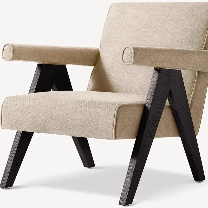 

American country solid wood fabric dressing chair, simple modern study desk and chair