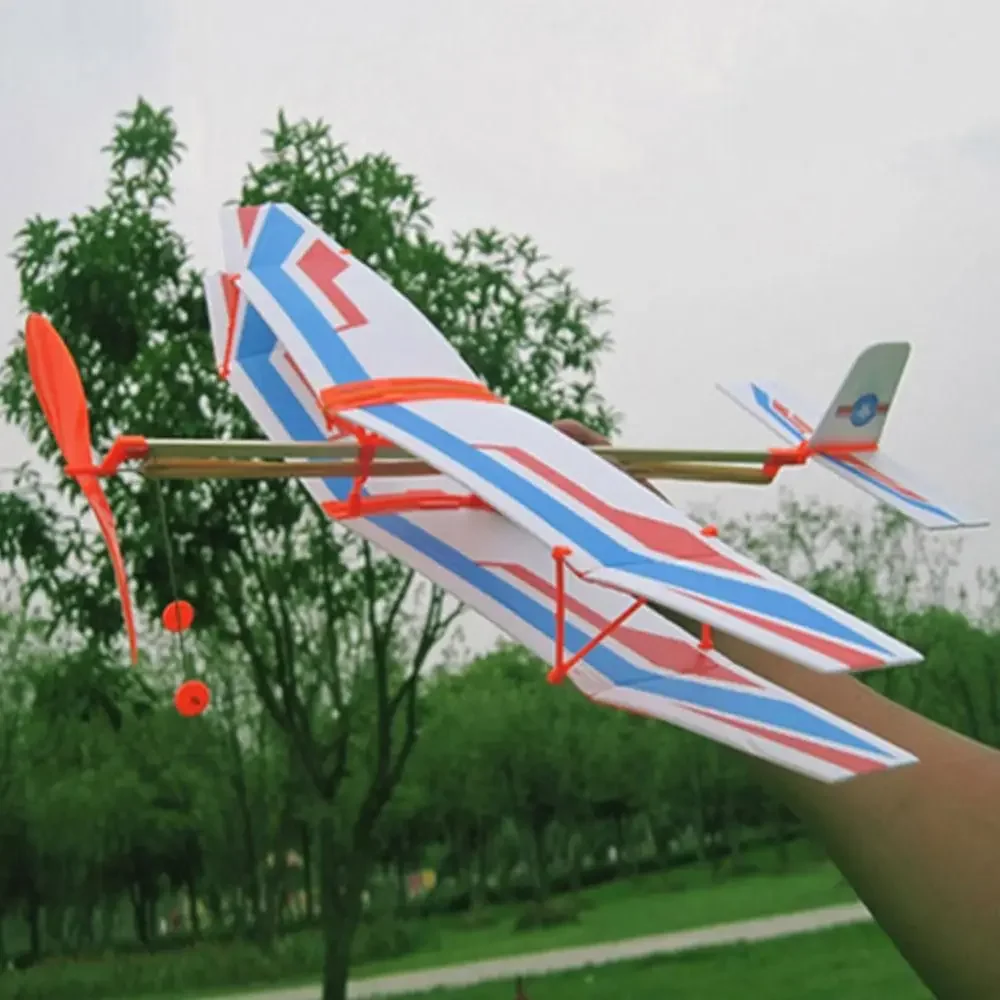 DIY Hand Throw Flying Glider Planes Elastic Rubber Band Powered Flying Plane Airplane Glider Assembly Model Toys for Children