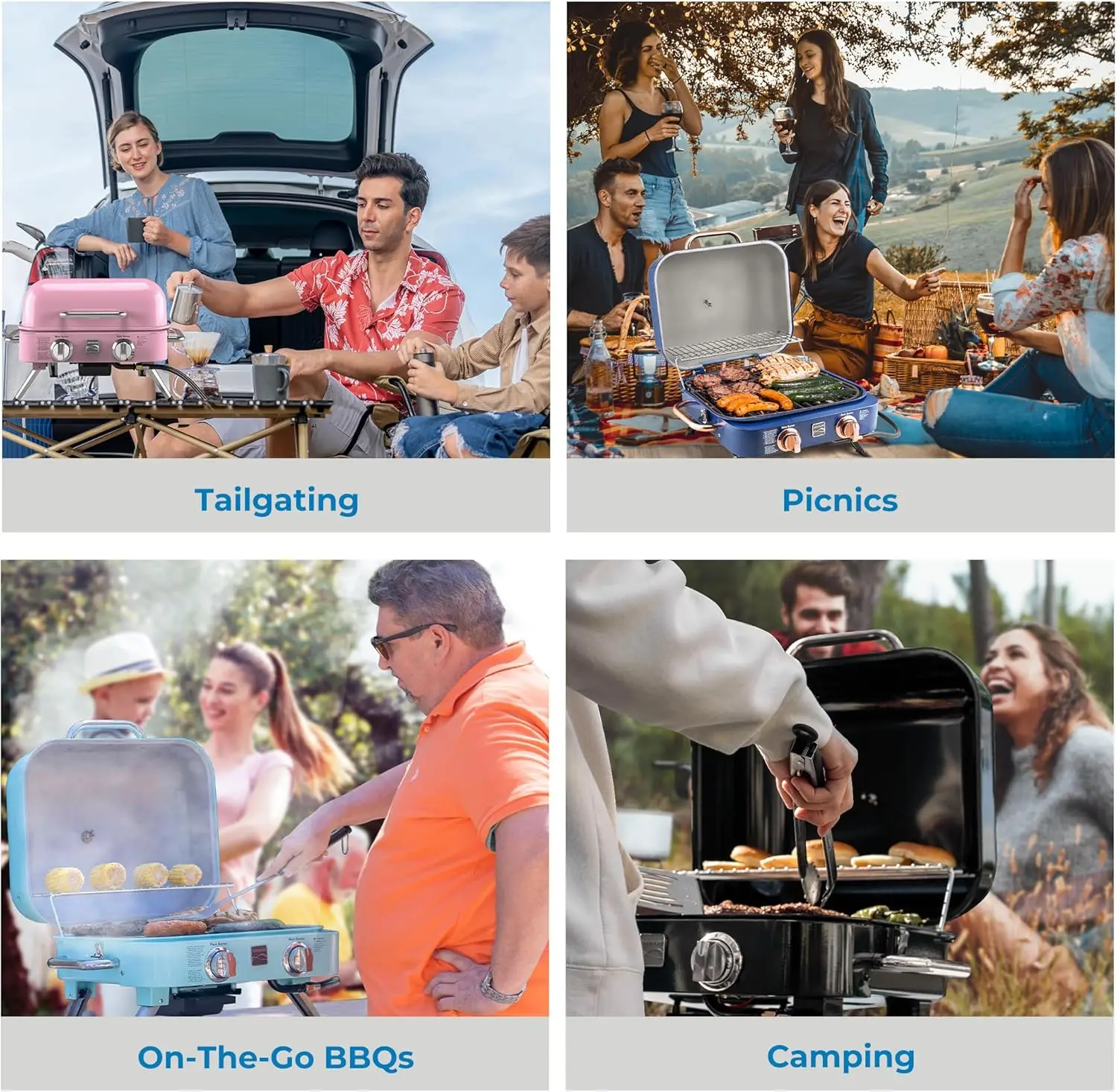 Tragbarer Retro-Gasgrill mit 2 Brennern