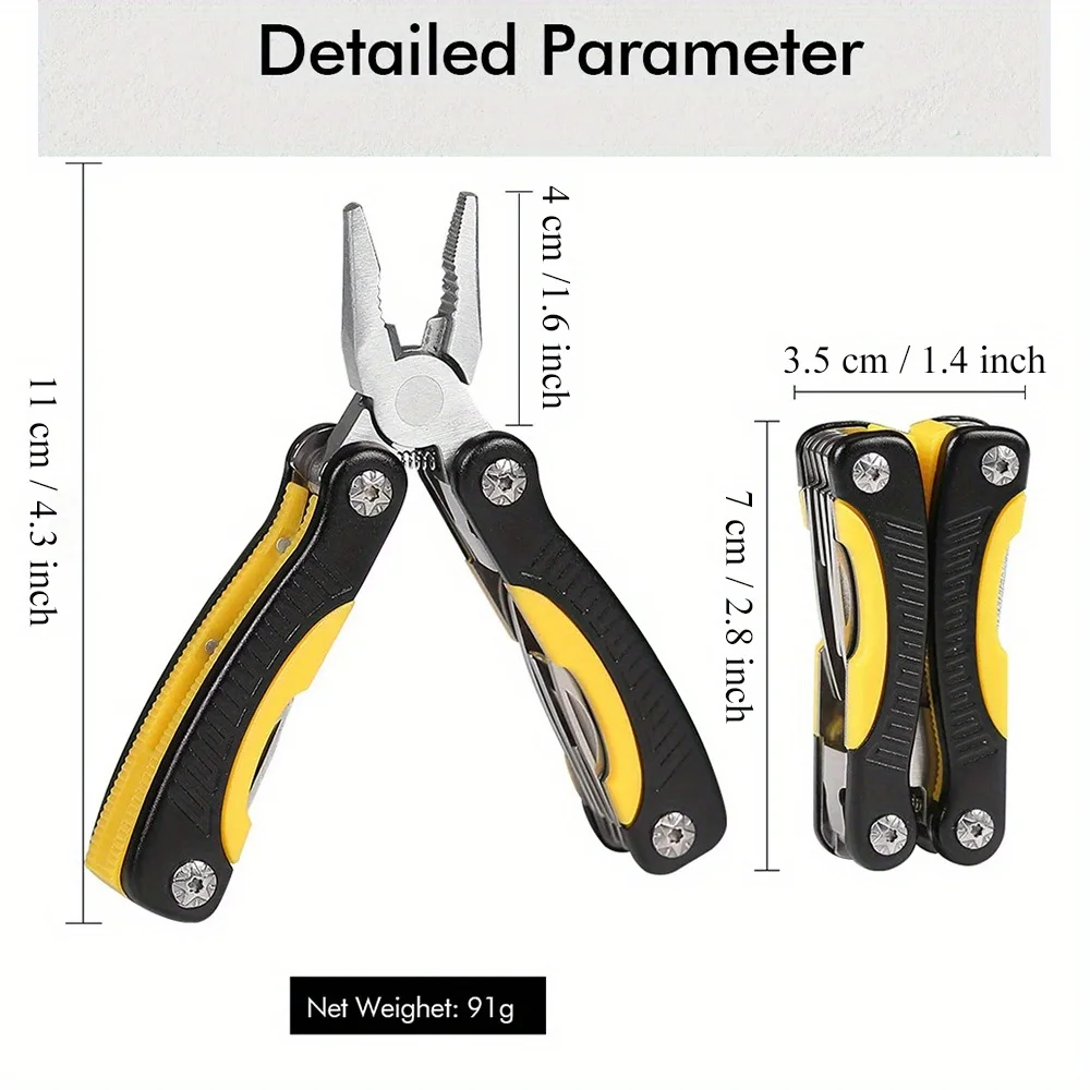 Folding Multi-Tool Pliers With Screwdriver & Knife, Stainless Steel Portable Tactical Survival Gear For Hunting, Camping, Hiking