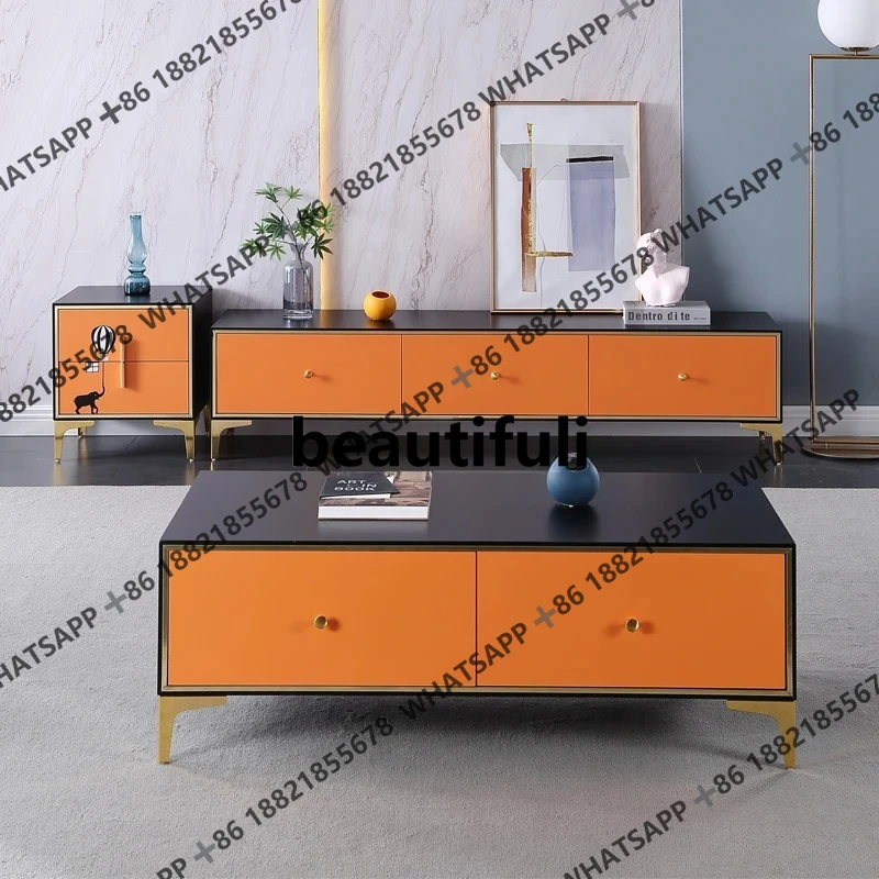 

Light luxury TV cabinet household modern simple living room small apartment Nordic fashion suit floor cabinet R
