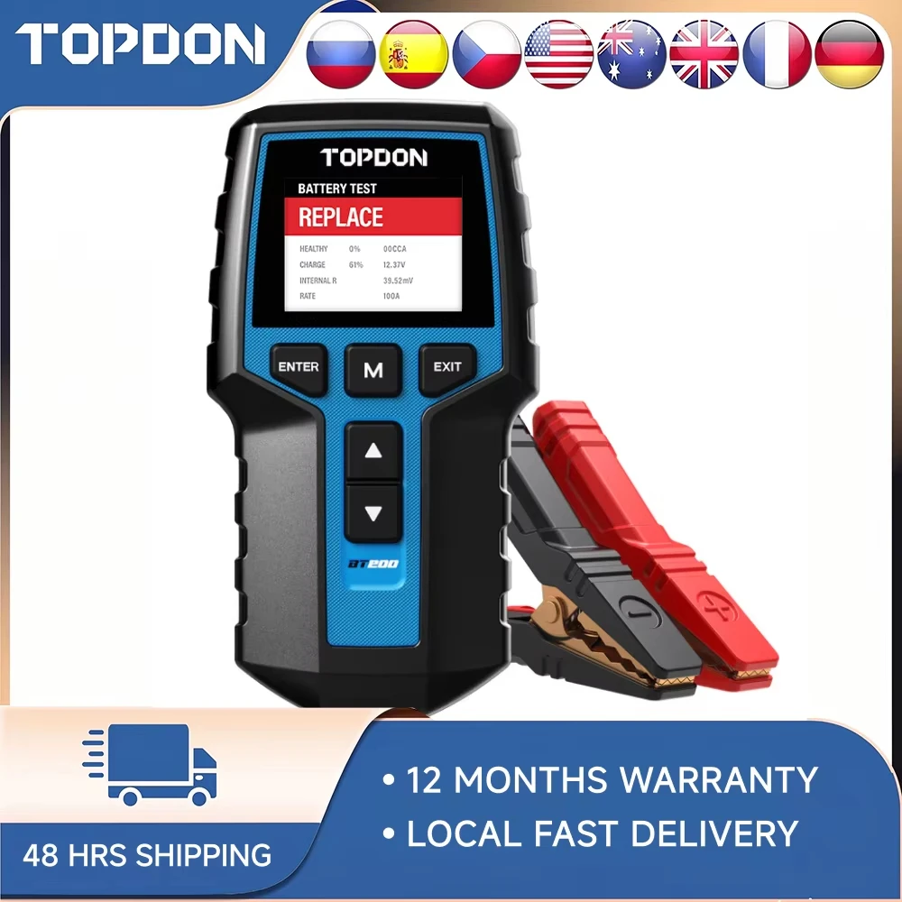 

TOPDON BT200 Digital Battery Analyzer 12V 24V, Automotive Load Tester, Cranking & Charging System Diagnostic Tool for All Vehicles