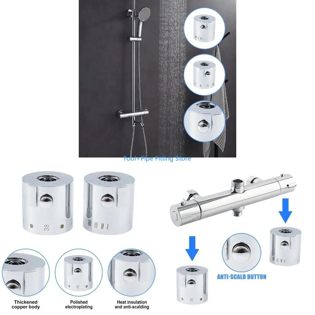 F92B Temperature Control Knob Handles for Thermostatic Bath Shower Mixer Enduring