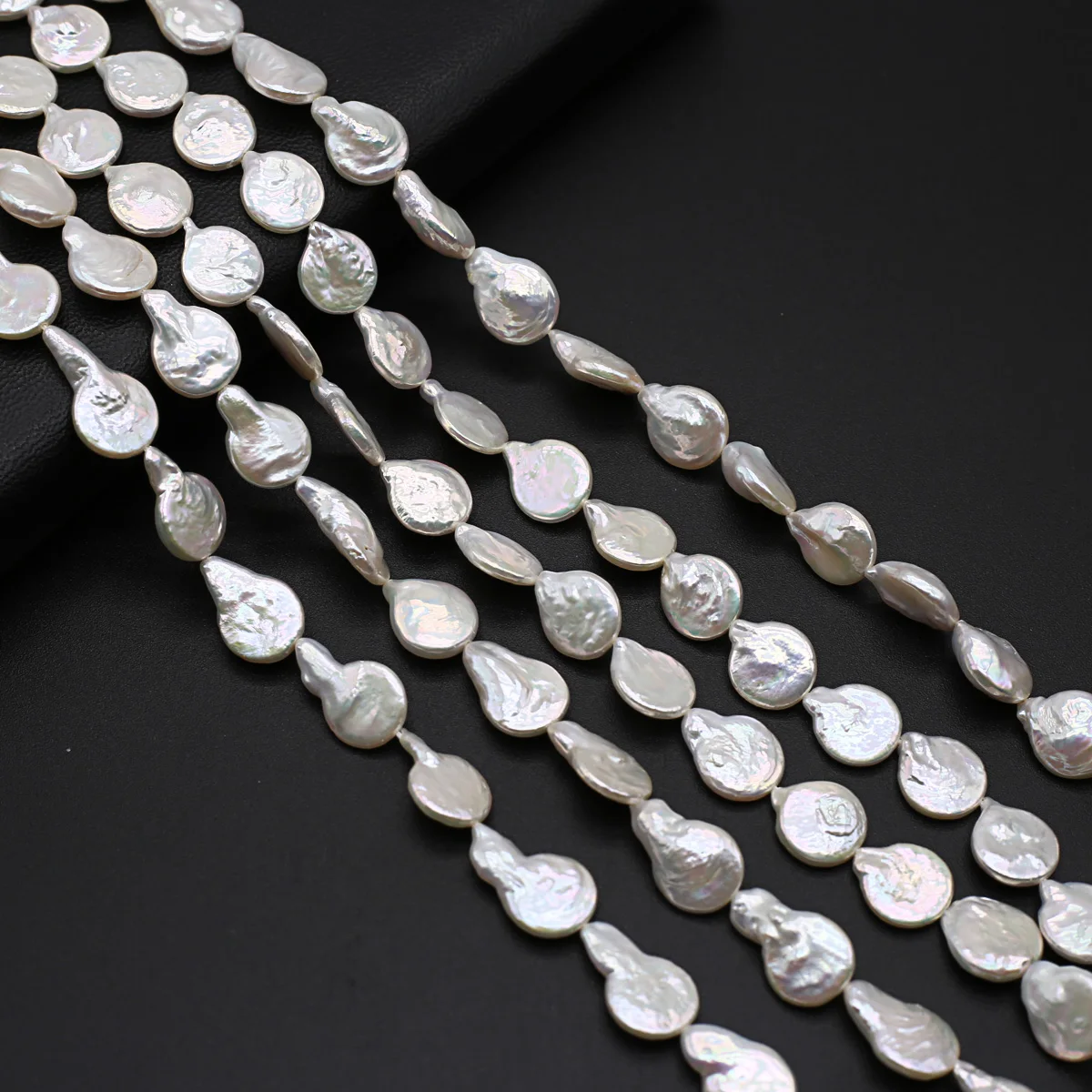عالية الجودة الأبيض غير النظامية قطرة الشكل لؤلؤ المياه العذبة الطبيعية 11-13 مللي متر تباعد فضفاض مطرز صنع المجوهرات قلادة أقراط #3