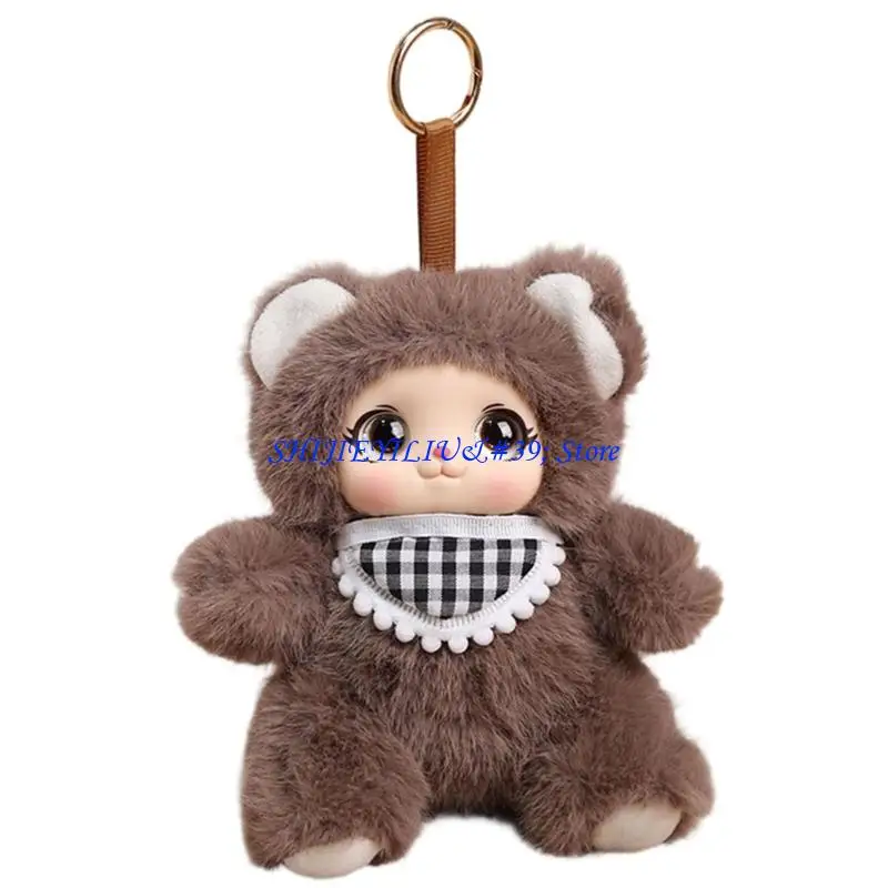 E21F Soft Plush Sitting Doll Keychain With Silicone PP Cotton Filling For Bags And Backpacks 16cm Decoration