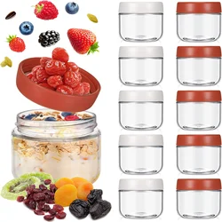 10oz Overnight Oats Container with Lid Wide Mouth Glass Mason Jars Airtight Yogurt Jars for Food Prep Condiment Salad Storage