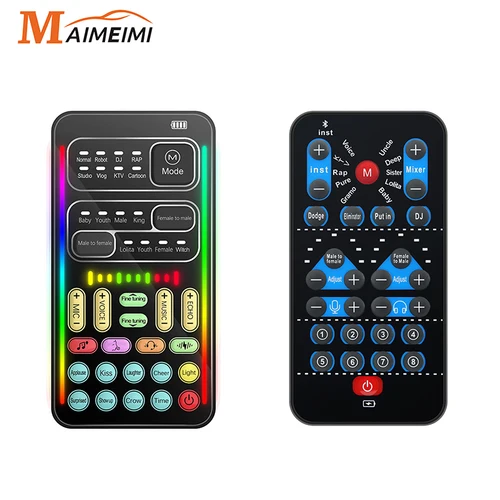 Minicambiador de voz i9, efectos de Audio múltiples, tarjetas de sonido en vivo compatibles con Bluetooth, herramienta de micrófono de tarjeta de sonido en vivo portátil ultrafina