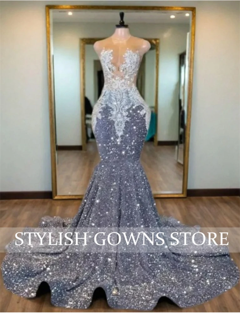 Orange Luxury Long Prom Dress 2025 Black Girls Beaded Appliques Birthday Party Gown Sequined Wedding Dresses Customized