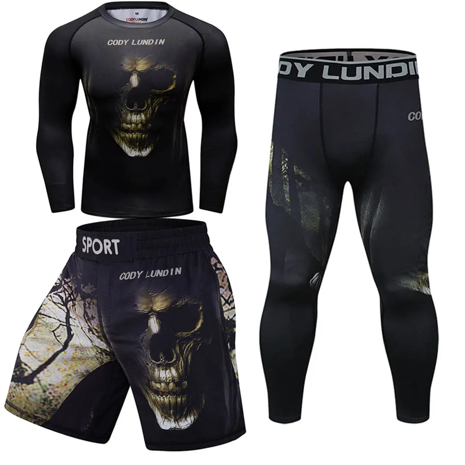 Mężczyźni MMA T shirt + zestaw spodni boks Muay Thai szorty MMA Rashguard kickboxing koszulki Boxeo dresy sportowe Jiu Jitsu Bjj Gi T-shirt