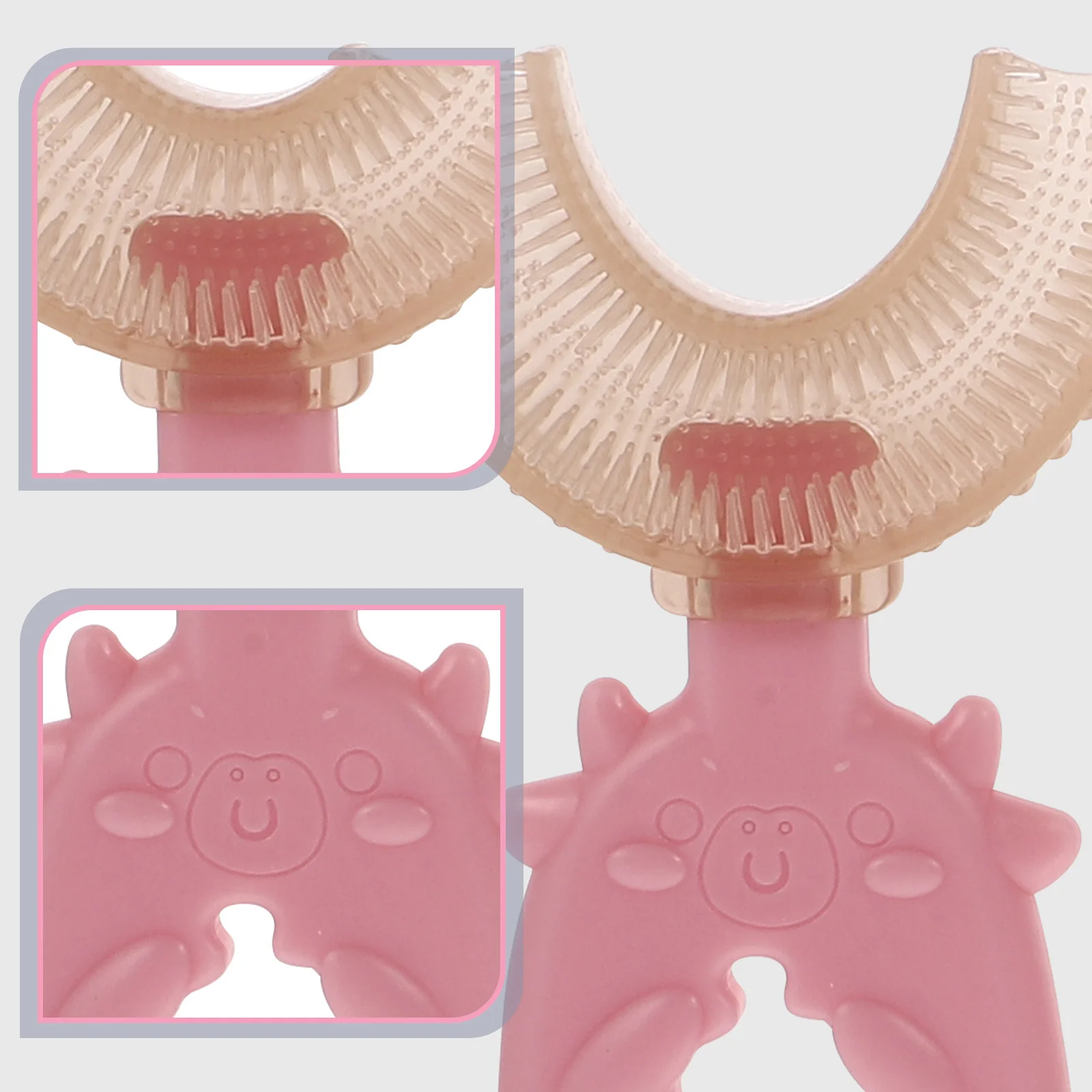 4 قطع من فرشاة أسنان الأطفال على شكل حرف U، طاقة كهربائية للأطفال، نوع أسنان كامل لفرشاة الأسنان الناعمة