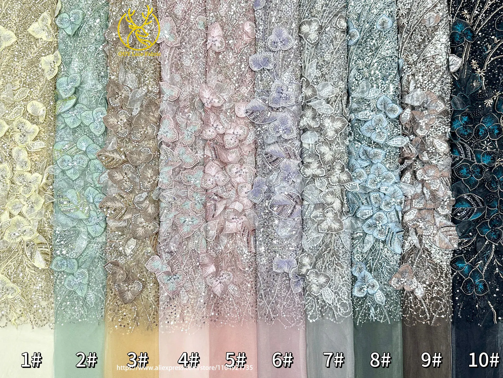 Französischer Luxus 3D-Blumen-Stickerei-Spitzenstoff 2026 Afrika Nigeria Pailletten-Perlen-Spitzenstoff für Braut-Hochzeitskleid Nähen – Detail 33