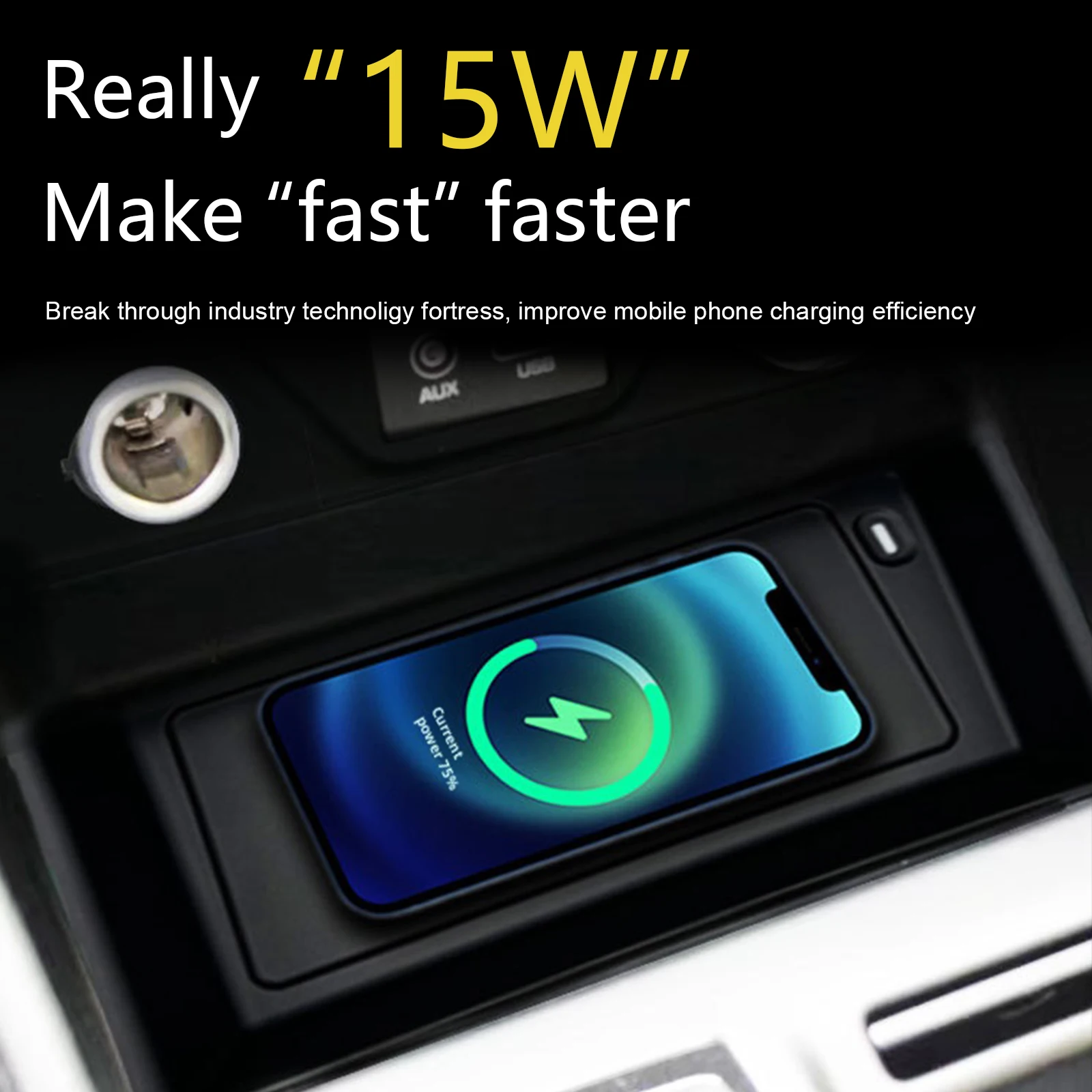 2 Din for Hyundai Tucson 2015-2019 Car Wireless Mobile Phone Charger Center Console Storage 18W iphone fast charge plate holder - view 4