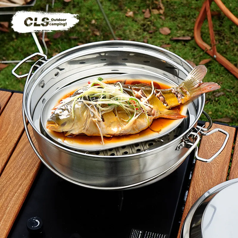 CLS&NOBANA Newset Outdoor 304 Stainless Steel Travel Portable Barbecue Camping Household Large Soup Basin Small Shallow Plate