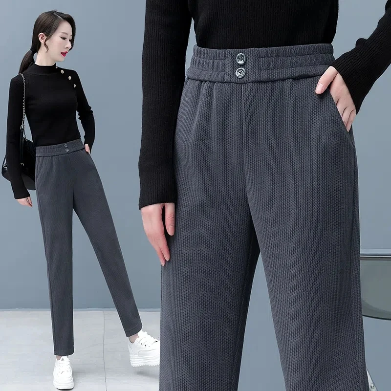 

Corduroy Harun Pants Women Winter 2022 New Fashion Loose Slim Casual Radish Pants Female Large Size High Waist Thick Trousers