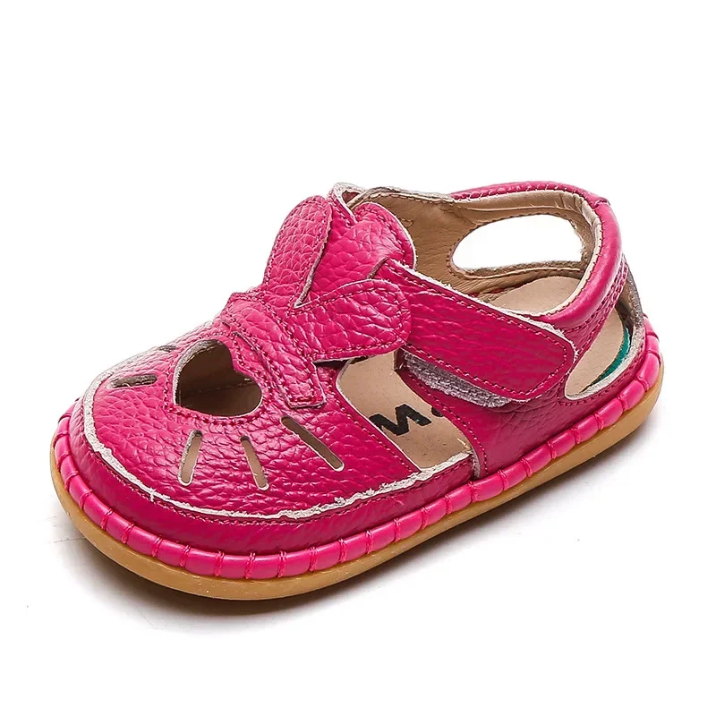 Summer Baby Girls Sandals Anti-collision Infant Toddler Shoes Genuine Leather Love Kids Princess Shoes Children Beach Sandals