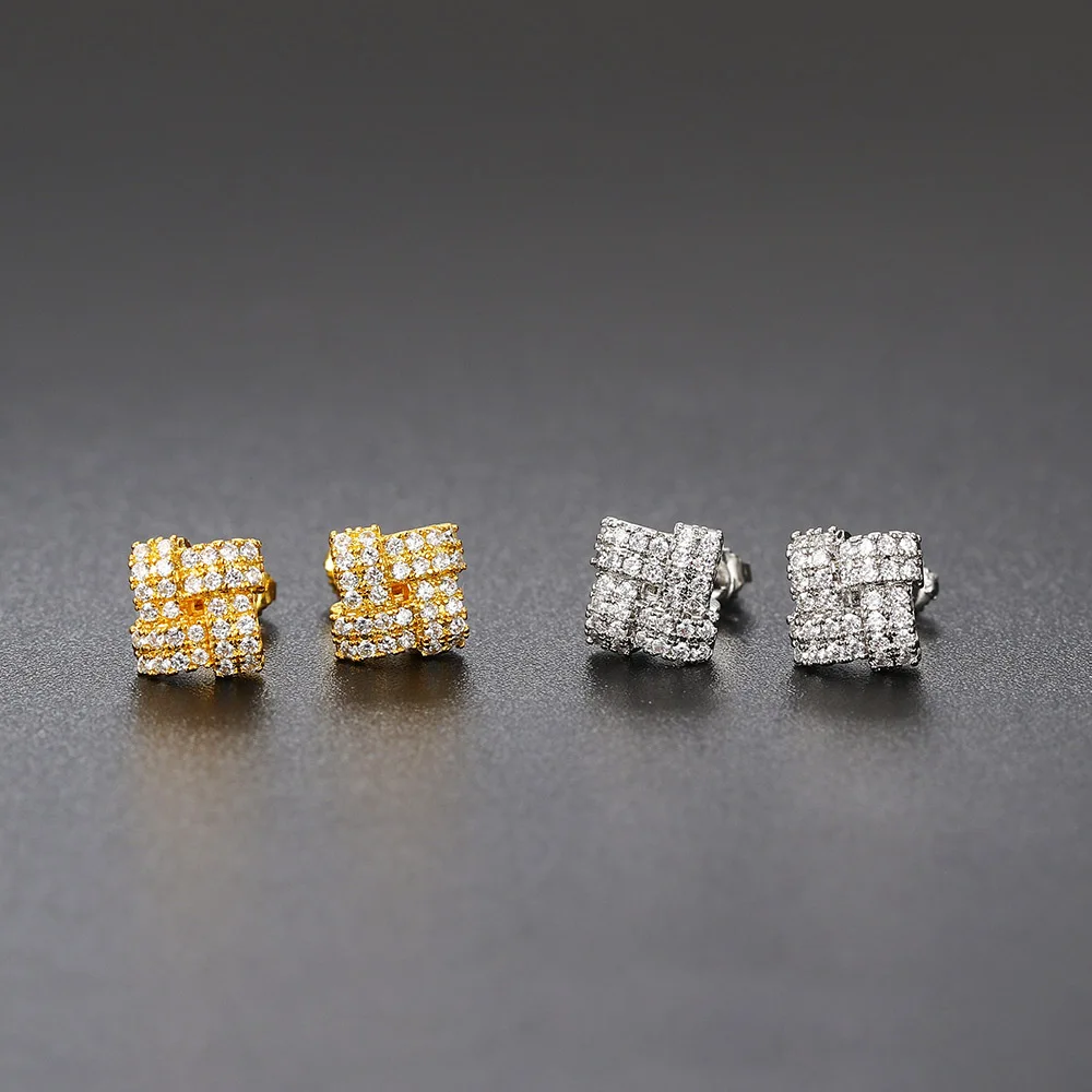 Gold Color Stud Earrings for Women Simple Geometry Zircon Crystal Earings Punk Fashion Jewelry Streetwear Ear Accessories OHE128
